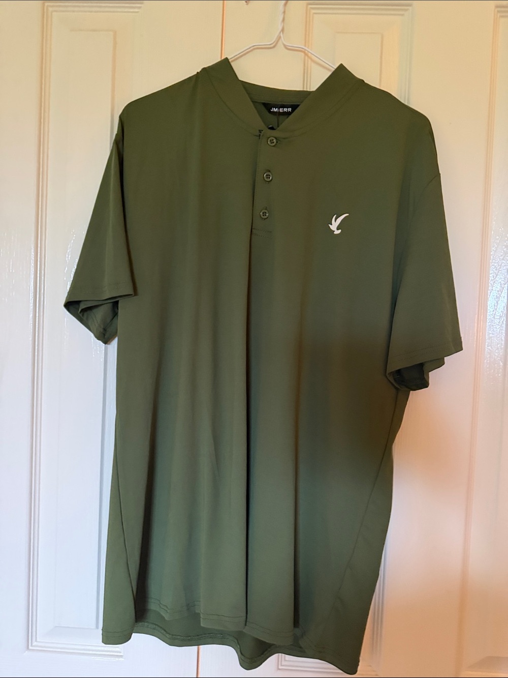 Men's Olive Green Short-Sleeve Polo with Embroidered Logo
